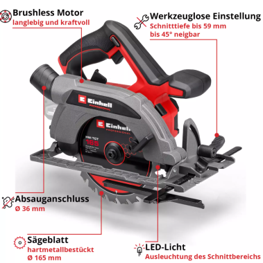 Einhell PROFESSIONAL Akku-Handkreissäge TP-CS 18/165 Li BL - Solo, 4331225